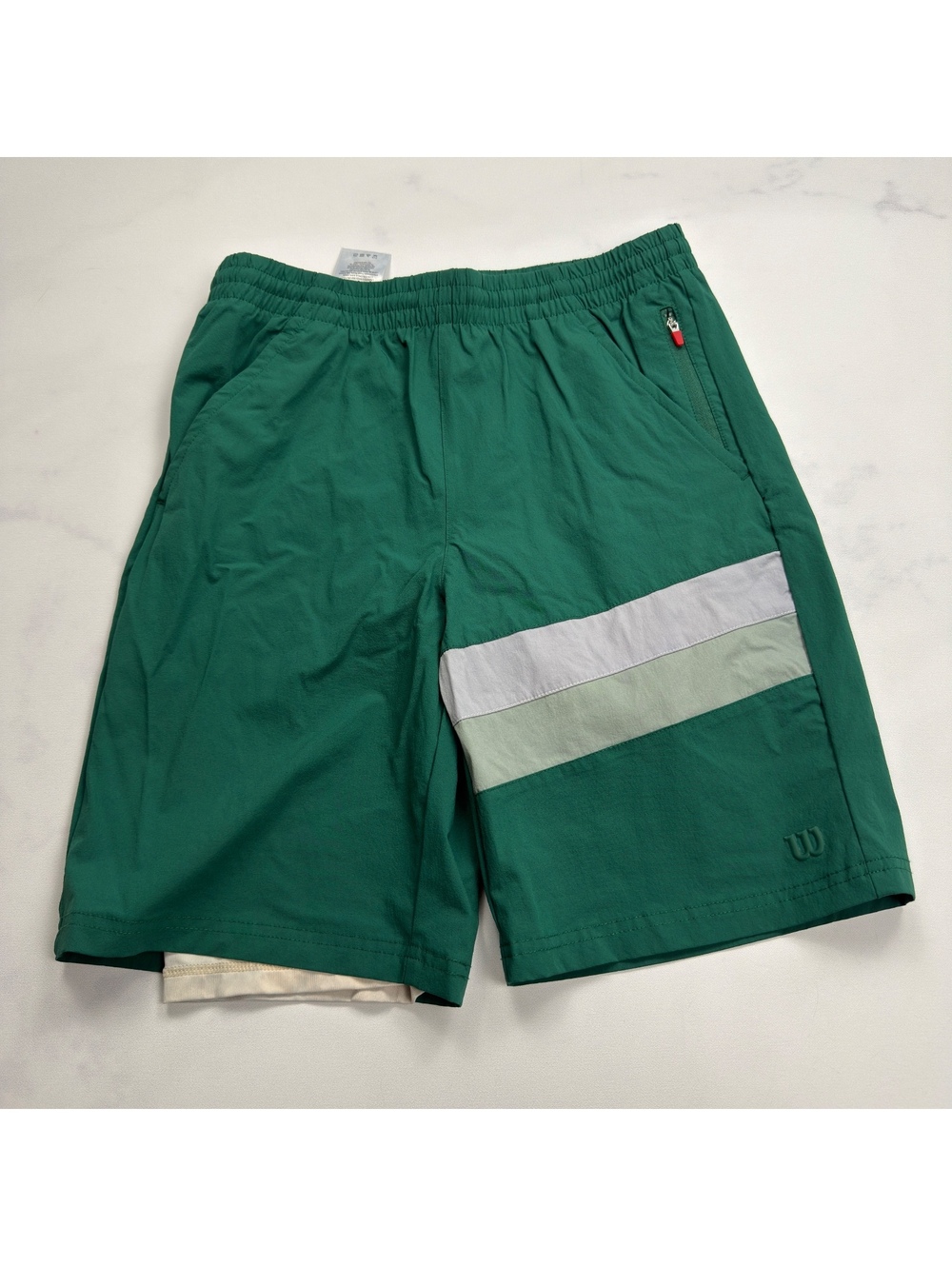 Wilson Athletic Shorts Green Reflective Stripe -  Boys XL